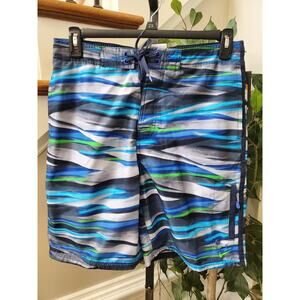 Nike Men's Multicolor Polyester Pull On Swim Trunk Logo Print Shorts Size Small